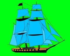 green background boat sea