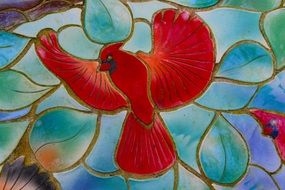 bird red mosaic decoration design