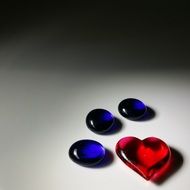 glass heart and blue beads