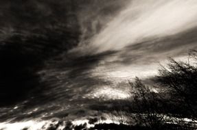 sky clouds black white nature