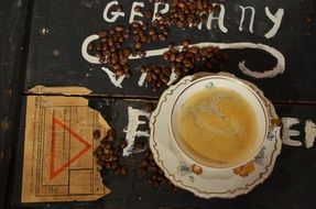 coffee cup old beans