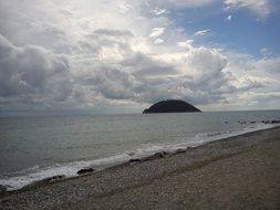 island gallinara sea clouds beach