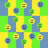 fabric smiley lime yellow blue