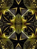 fractal art black yellow abstract