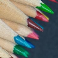 sharp edges of colored crayons