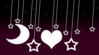 moon heart star background night