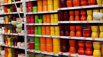 bright colorful ceramic pots