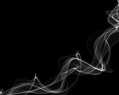 abstract black background with white smoke curls