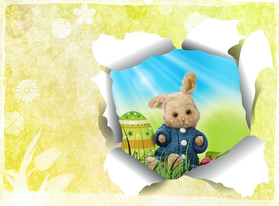 easter background hare egg hole