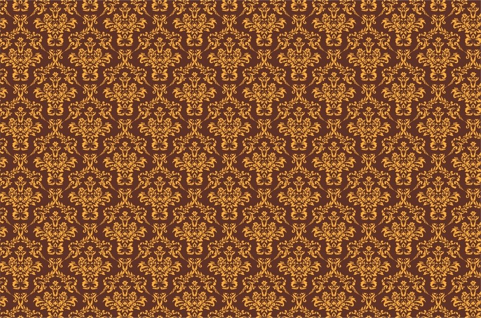 damask brown orange pattern