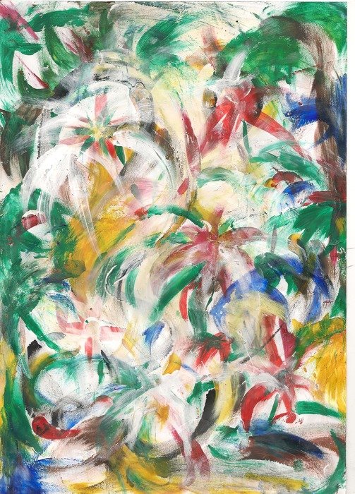 flowers painting colorful finger