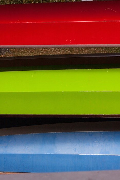 colorful red green blue boats