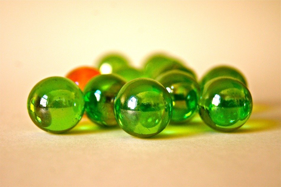glass marble colorful green pearl
