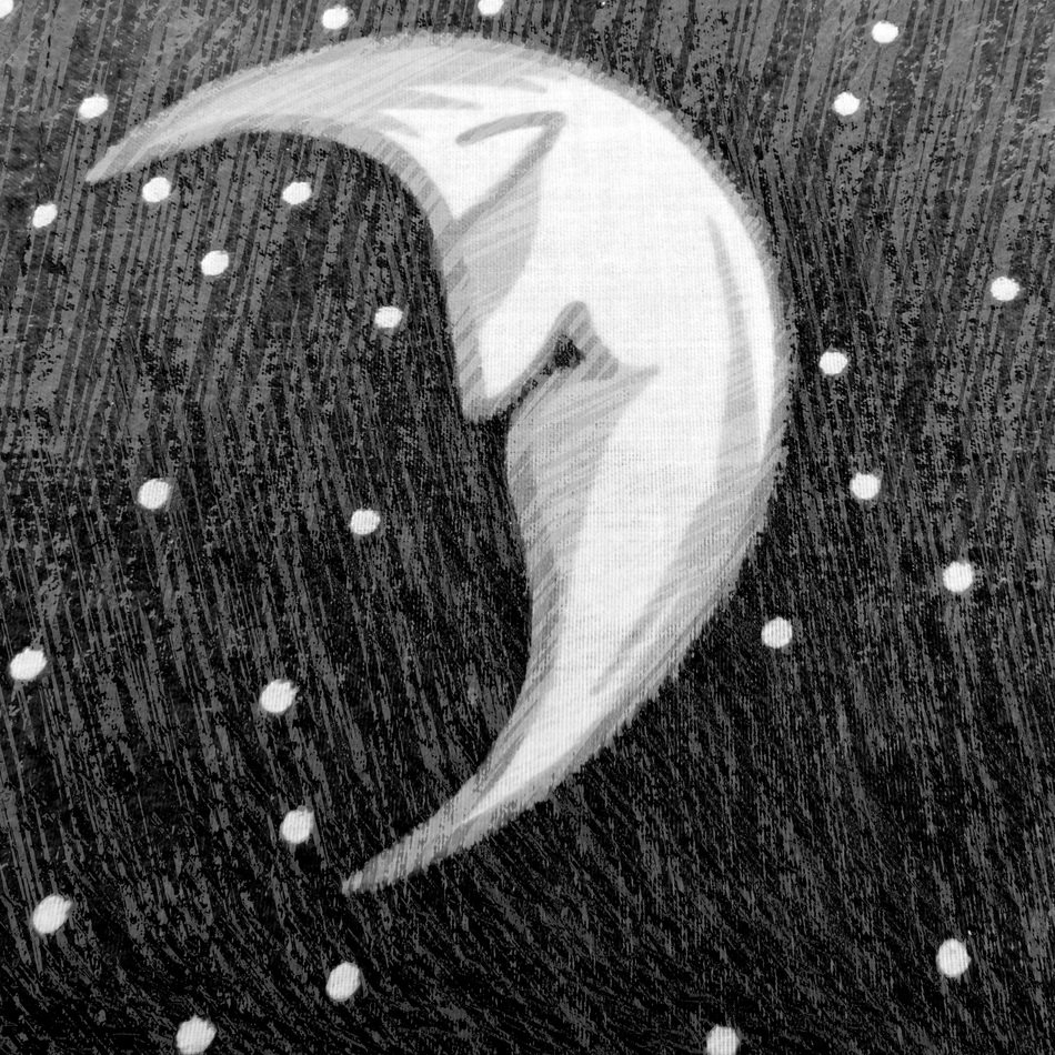 Black background with white drawn moon