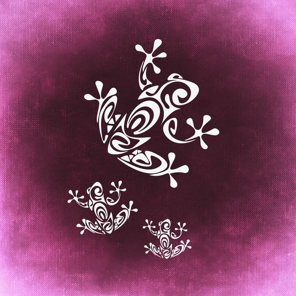 abstract frogs on the purple background