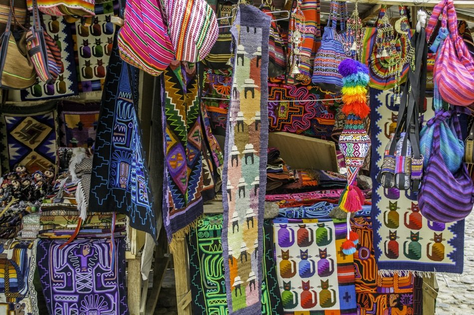 market colorful fabric texture