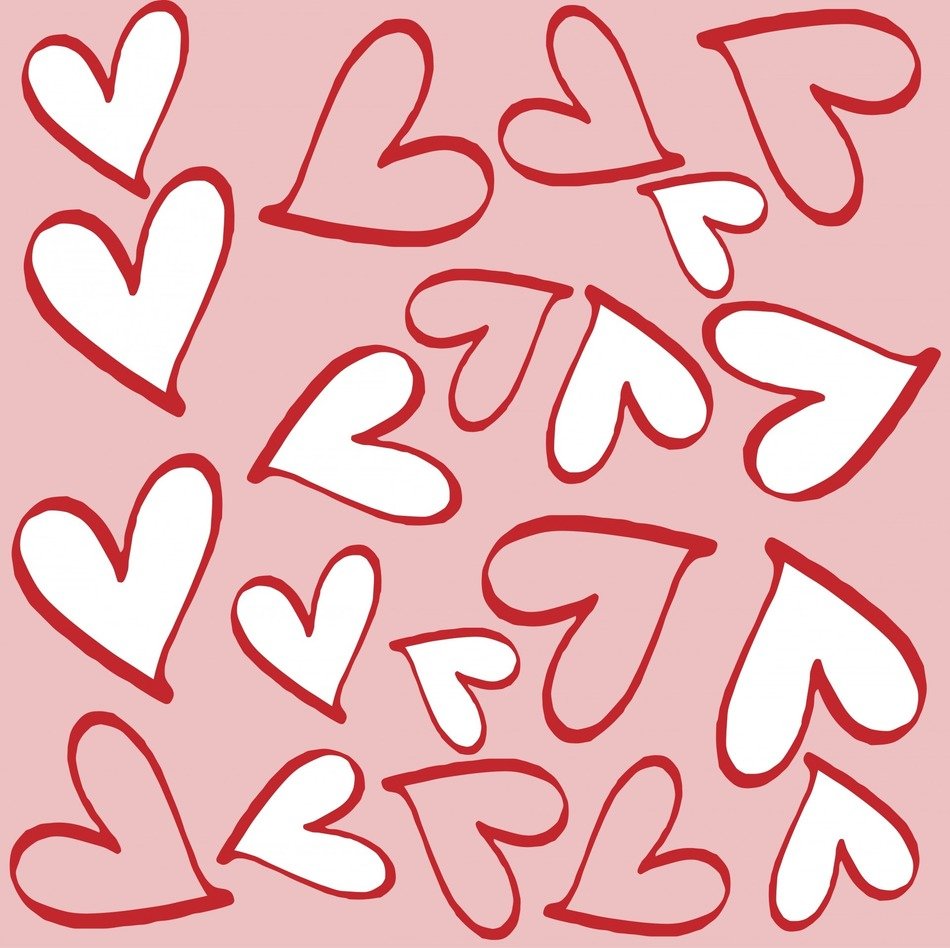 heart hearts red white hand drawn