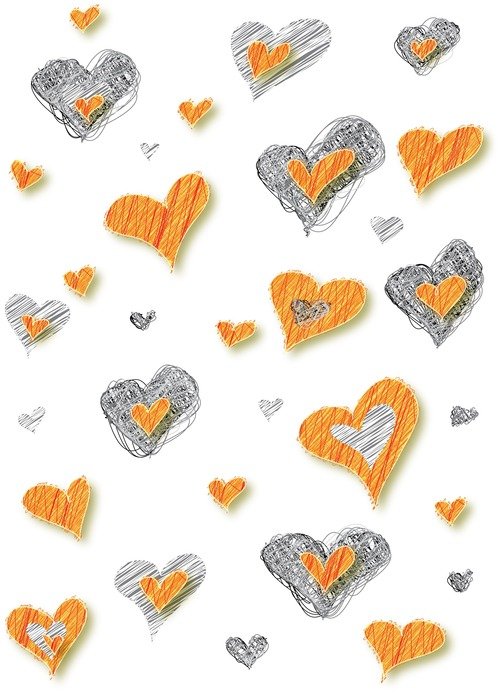 heart hearts orange red grey