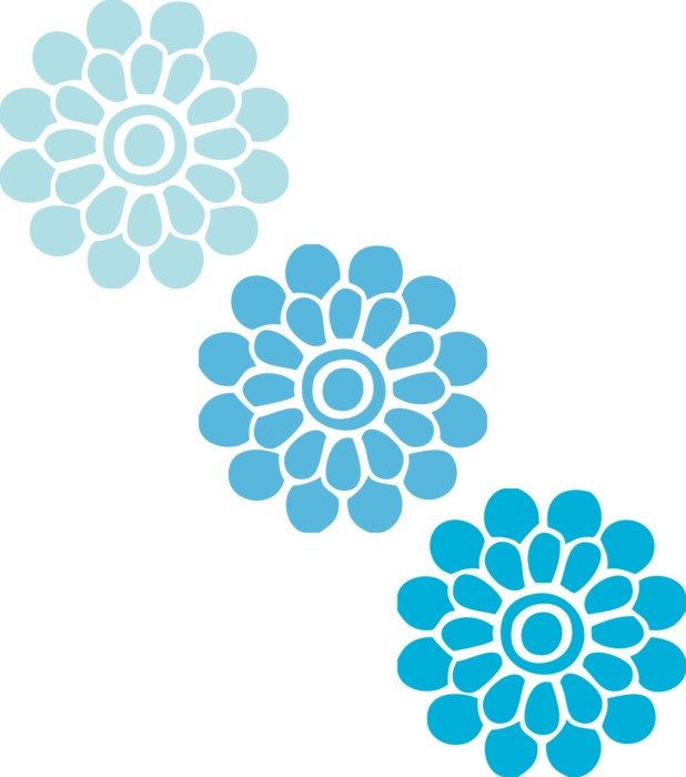 flowers blue three floral patterns