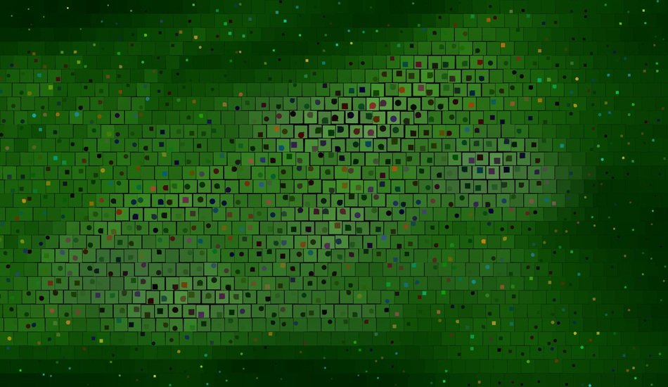 green points colorful squares