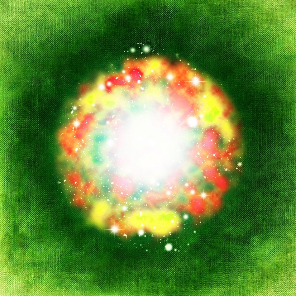 circle with space pattern on a green background