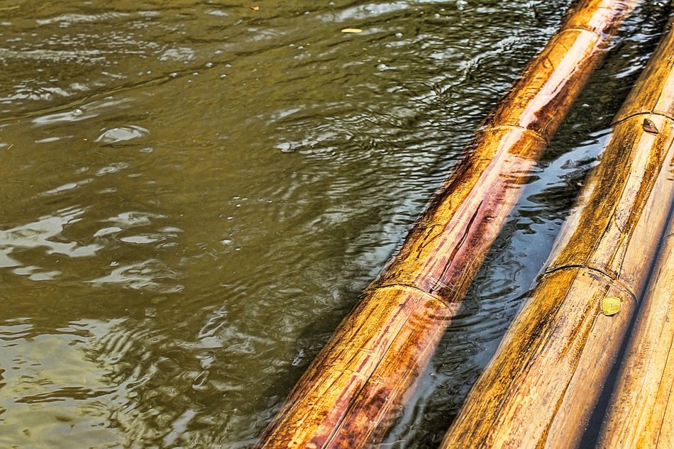 bamboo raft water river drive