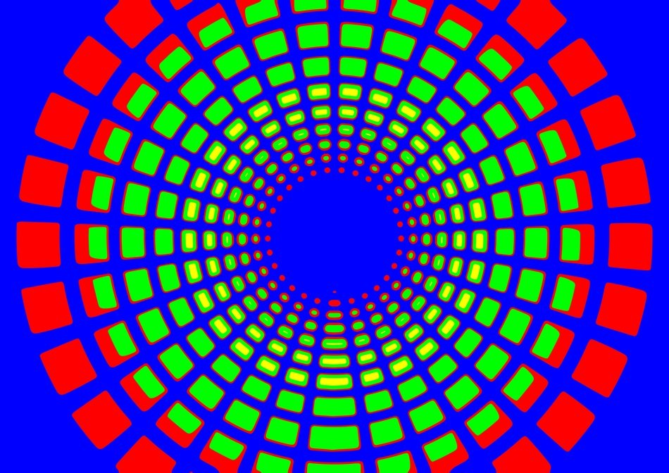 a bright image in a spiral