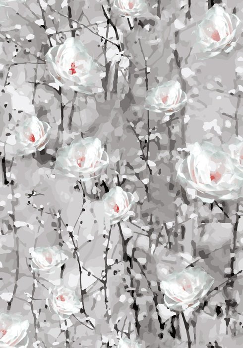 flowers white snow pattern red