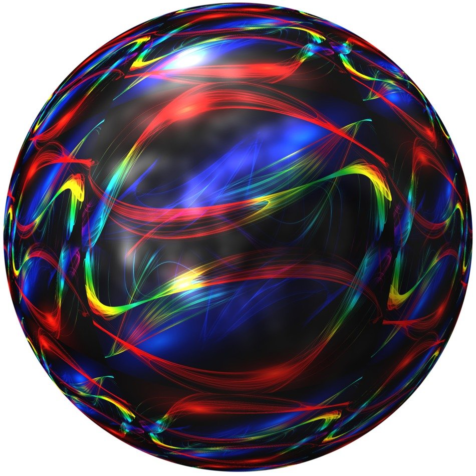 ball with colorful lines as background