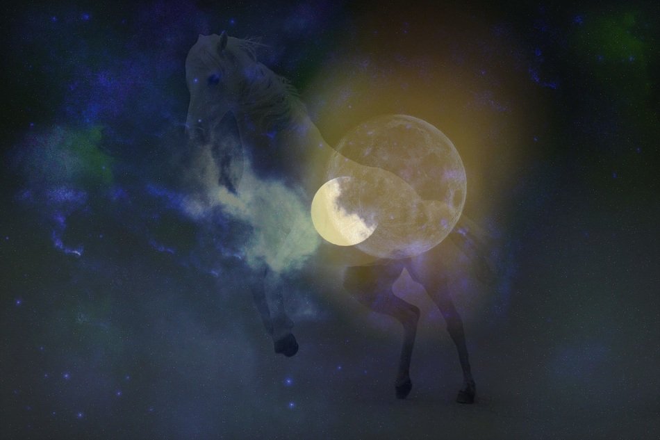 ghost horse moon sky background