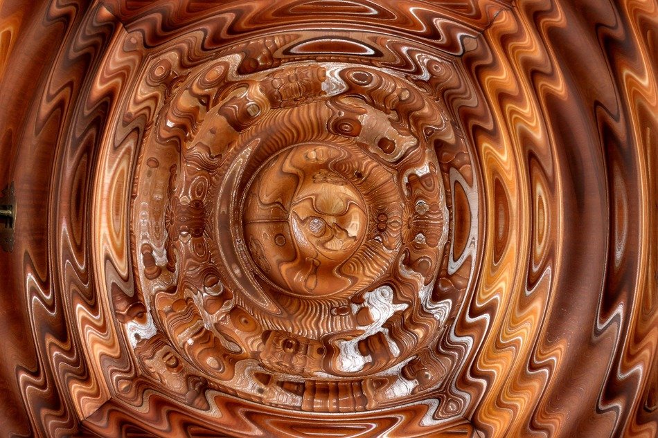 wave wood circle background brown
