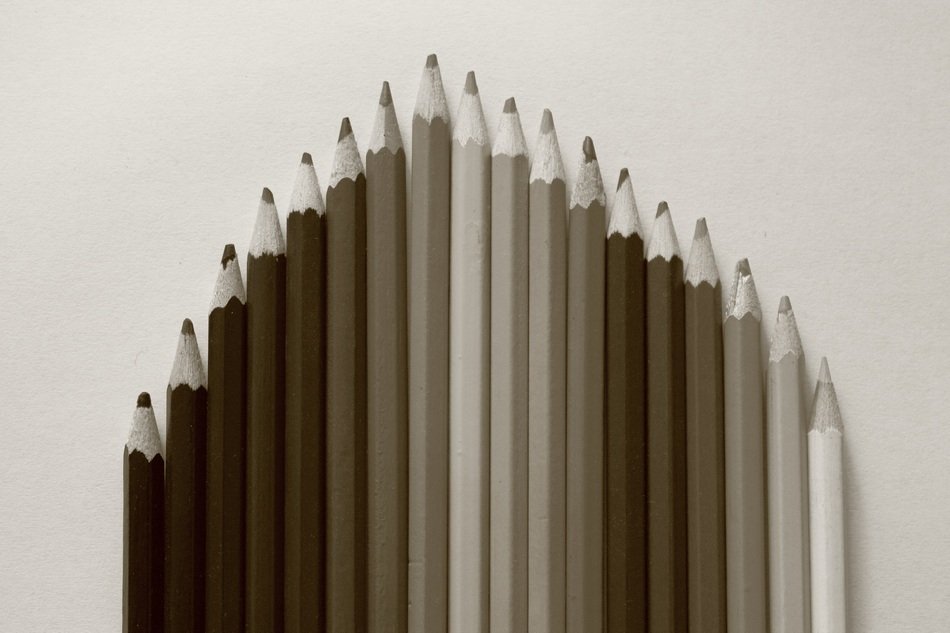 crayons color scale black white