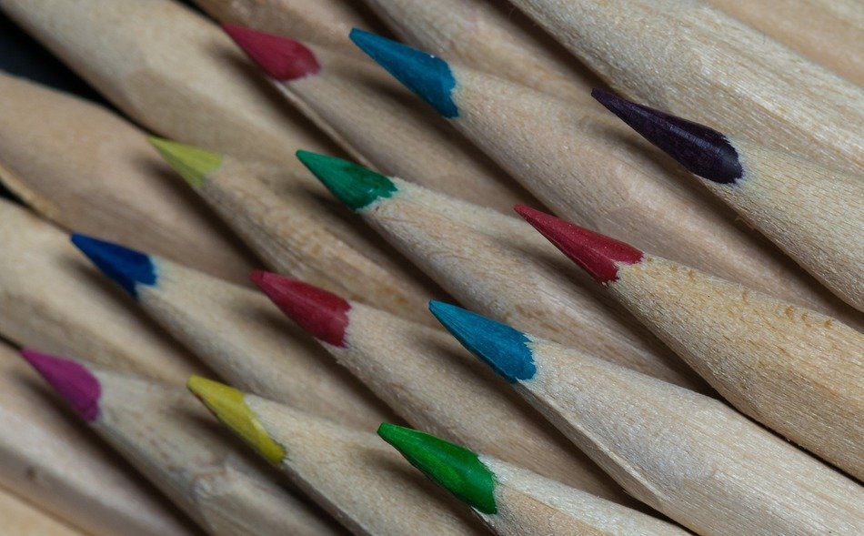 tips of wooden colored pencils