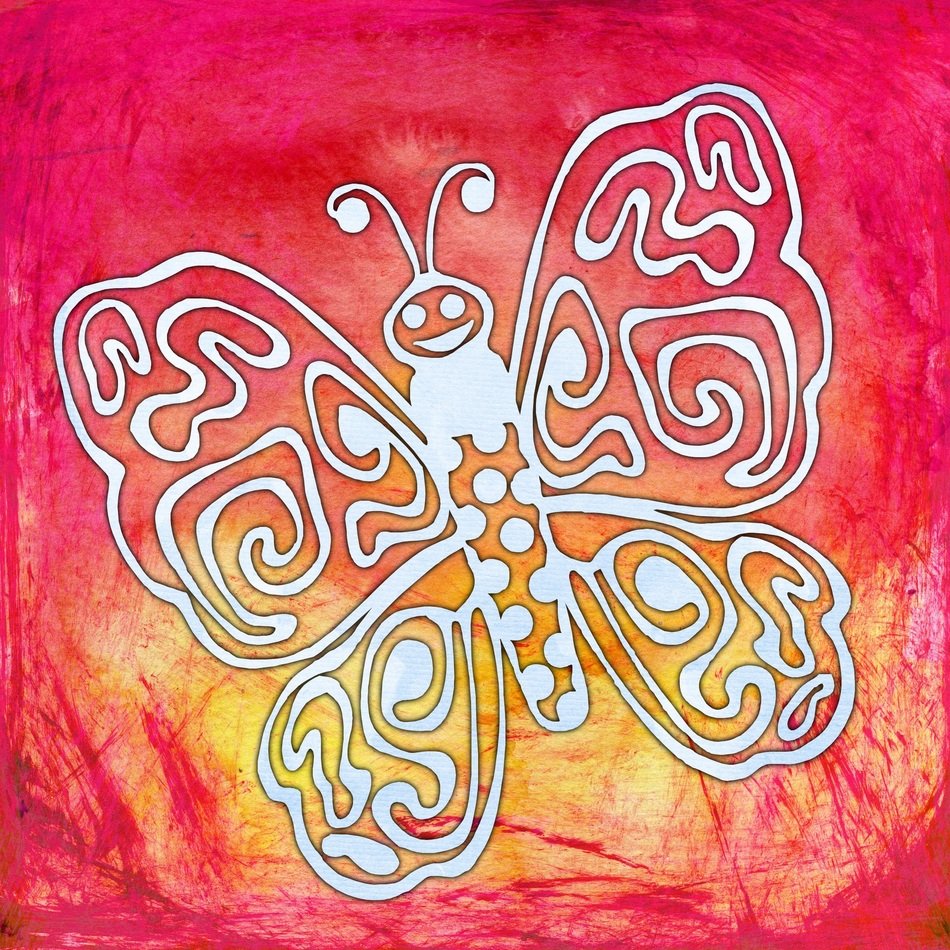butterfly pink white silhouette