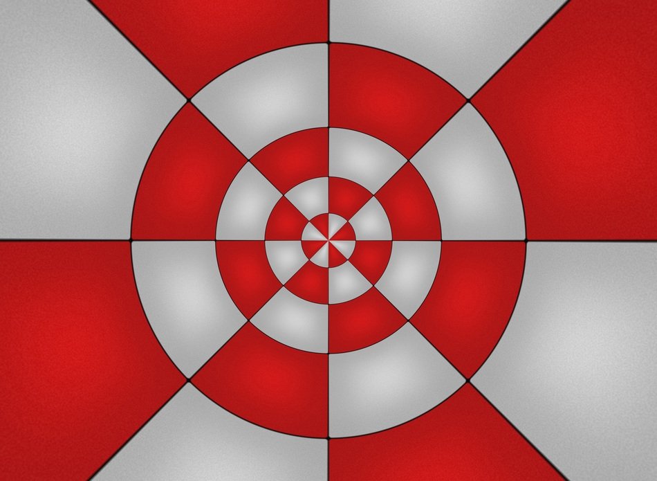 red and white abstract shapes