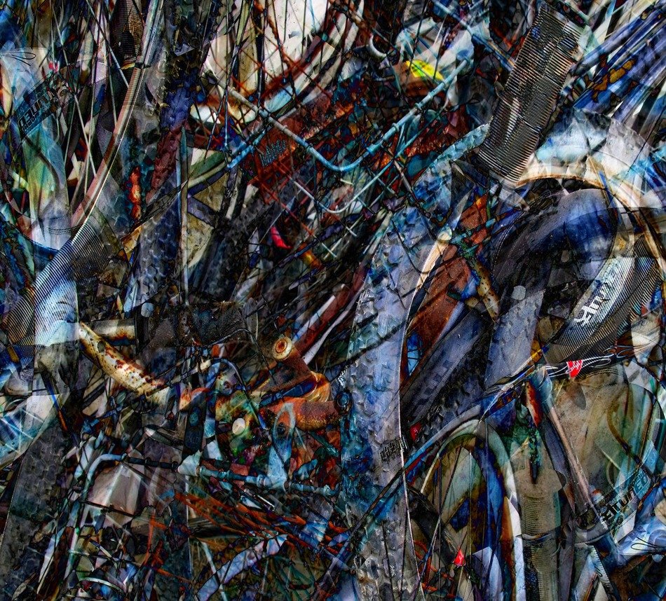 abstract painting bike wheels