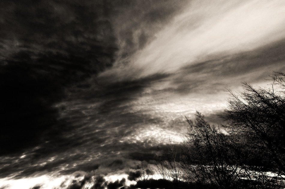 sky clouds black white nature