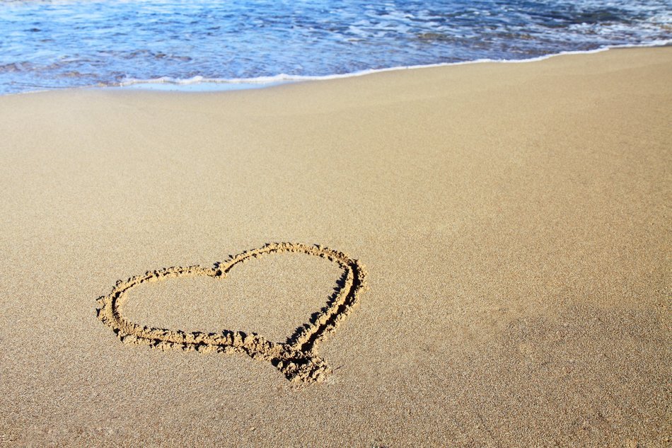 background beach coast heart love