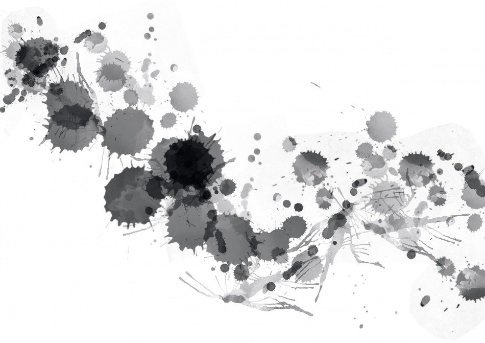 white background with grey and black blotches