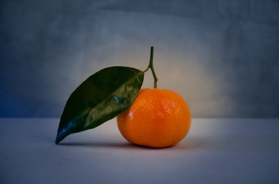 mandarin green leaf close up