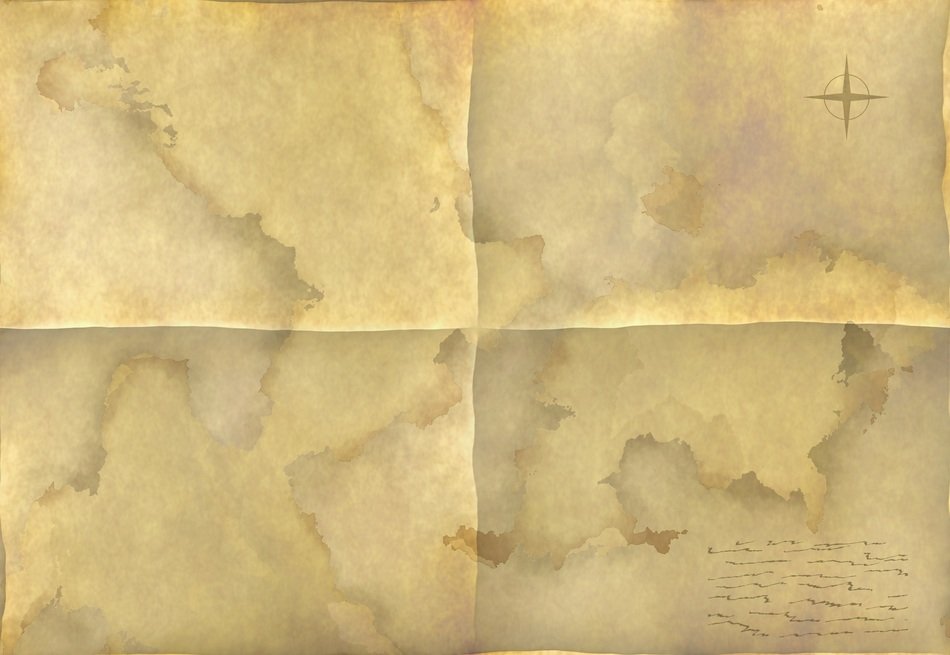 map unfolded old land paper