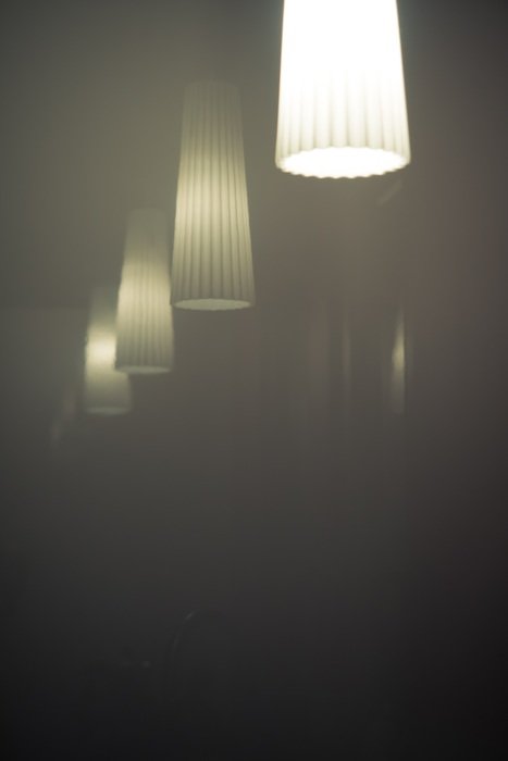 lamp near the mirror in the fog