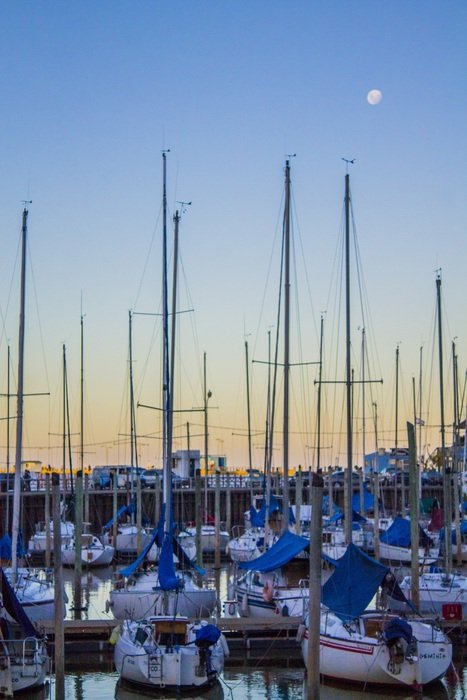 boat moon sky day sunset