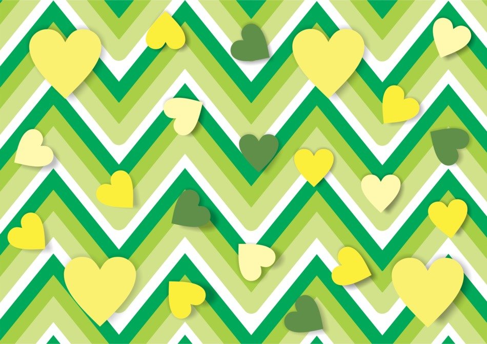 heart green yellow background