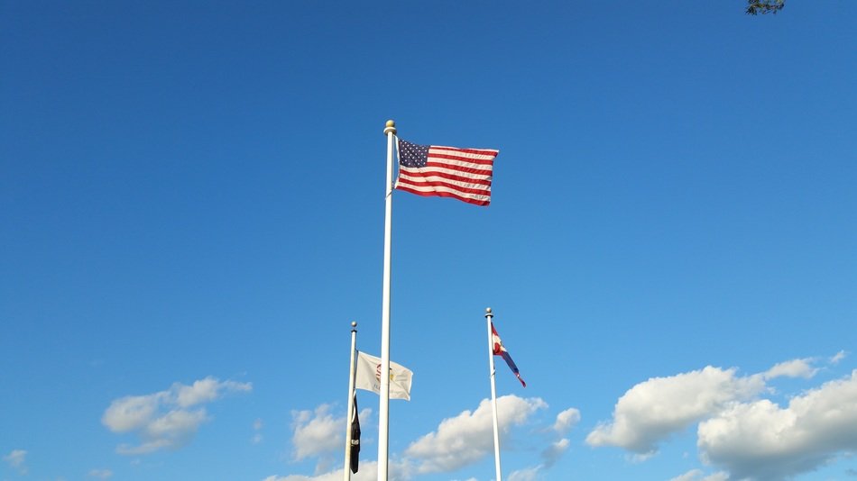 american flag blue sky