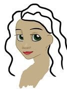 Colorful cartoon drawing of the smiling girl clipart