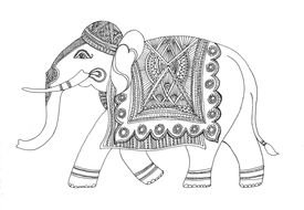 decorated Indian elephant for coloring