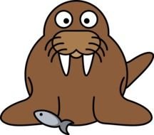 cartoon walrus with a fish