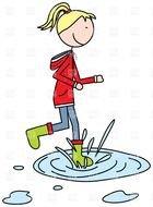 Girl Jumping In Puddle Clip Art