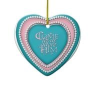 Heart Shaped Ornament Come Let Us Adore Him